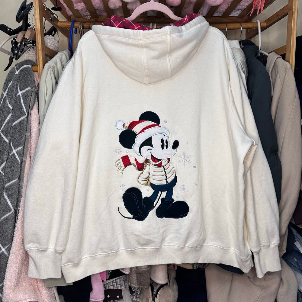 Disney Parks Christmas Mickey Mouse Hoodie Zip Sweatshirt Size‎ XXL